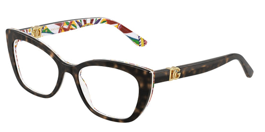 Dolce & Gabbana DG3398 Dark Tortoise On Carretto Print/clear demo lens eyeglasses